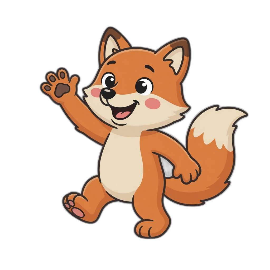 Pip the fox, waving